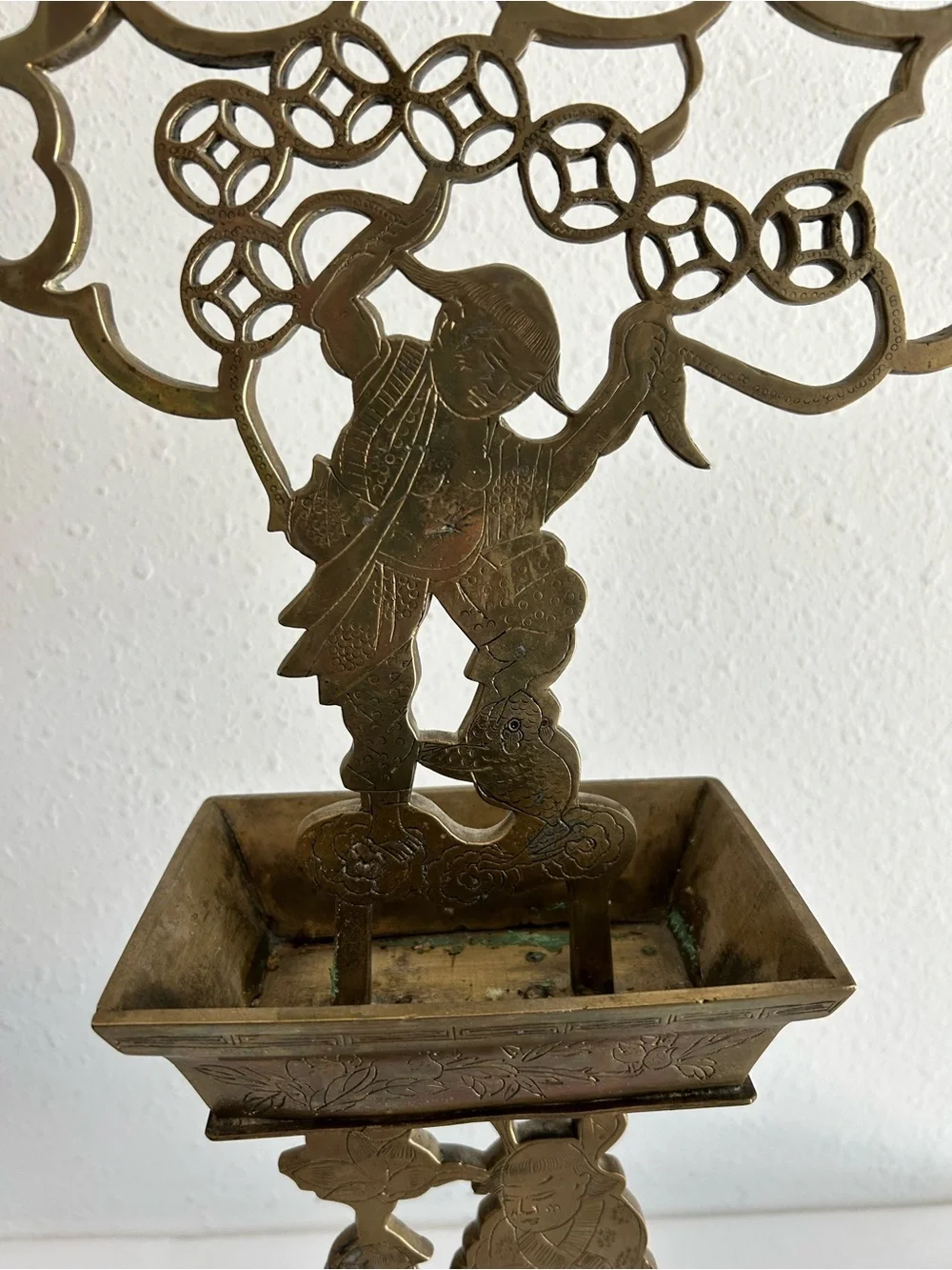 Vintage Ornate Brass Asian Chinese Candelabra 7 Candle Holders Heavy 24